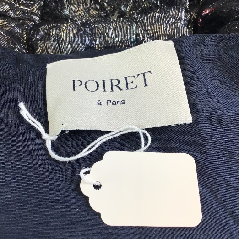 POIRET SILVER METALLIC MULTI LUREX DETAIL SILK DOWN PUFFER OPERA COAT - Picture 4 of 5
